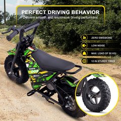 MotoTec | 24v 250w Electric Powered Mini Bike Green | HP120E