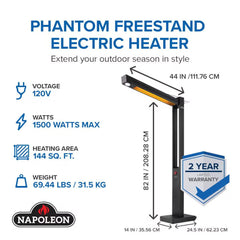 Napoleon | Phantom Freestanding 1500W Electric Infrared Patio Heater | NEOFV80IH