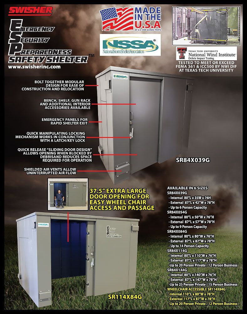 Swisher ESP Safety Shelter- 9 Person Residential Capacity