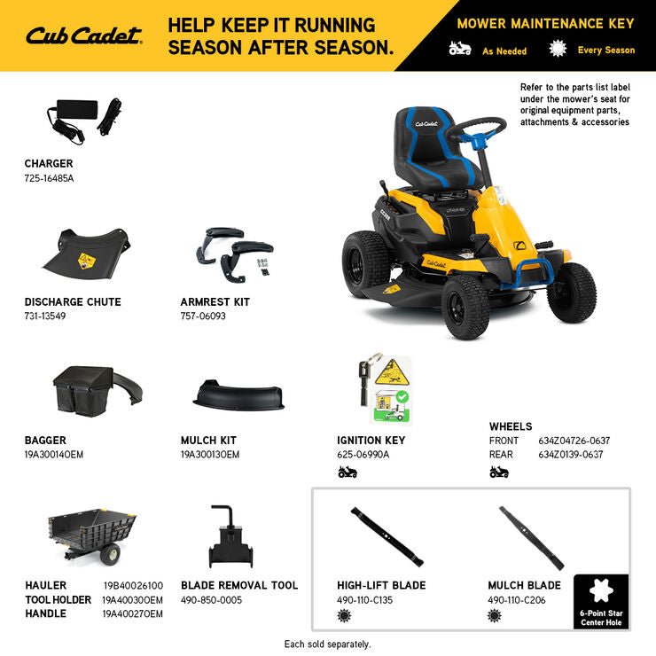 Cub Cadet CC30E 30-in. 56V Riding Lawn Mower Model# 33BA27JDB10