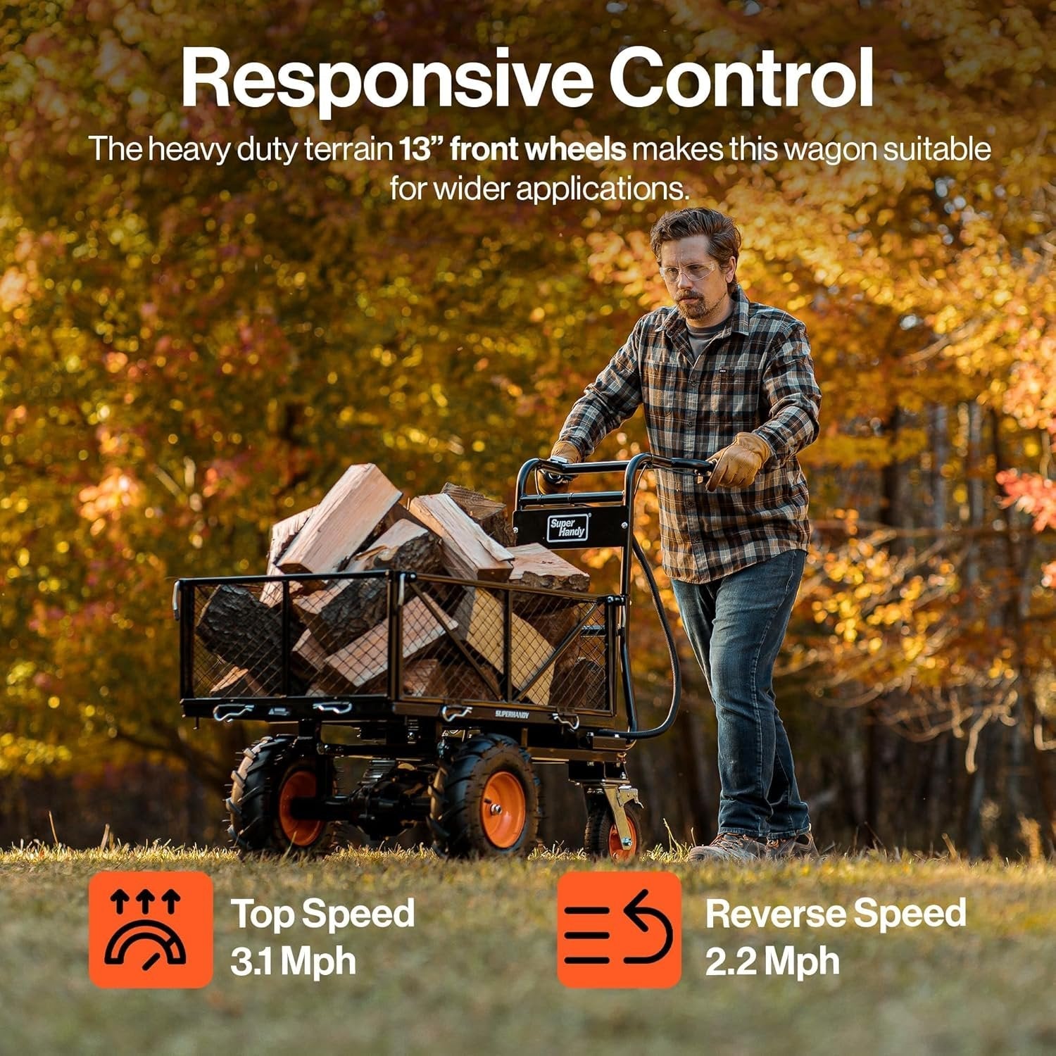 SuperHandy 48V Electric Power Wagon Utility Cart, 660 lb Load, 1000 lb Hauling Capacity