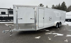 2024 E-Z Hauler 7×24 Aluminum 4-Place Drive In/Out w/Tapered Ramps, Rear Canopy