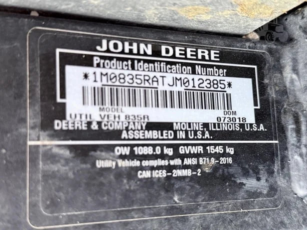 2018 John Deere Gator XUV 835R For Sale