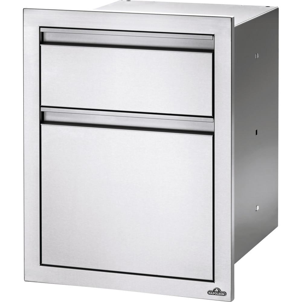 Napoleon | 18 Inch Double Waste Bin Drawer w/ Paper Towel Holder | BI-1824-1W