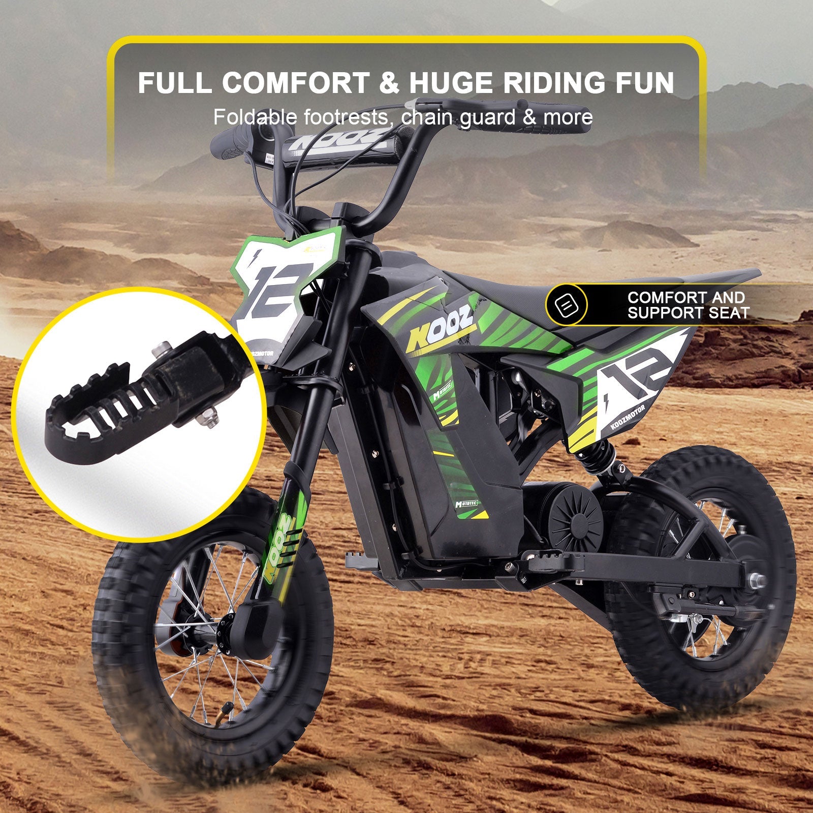 MotoTec | 36v 300w Electric Dirt Bike Green | HP122E