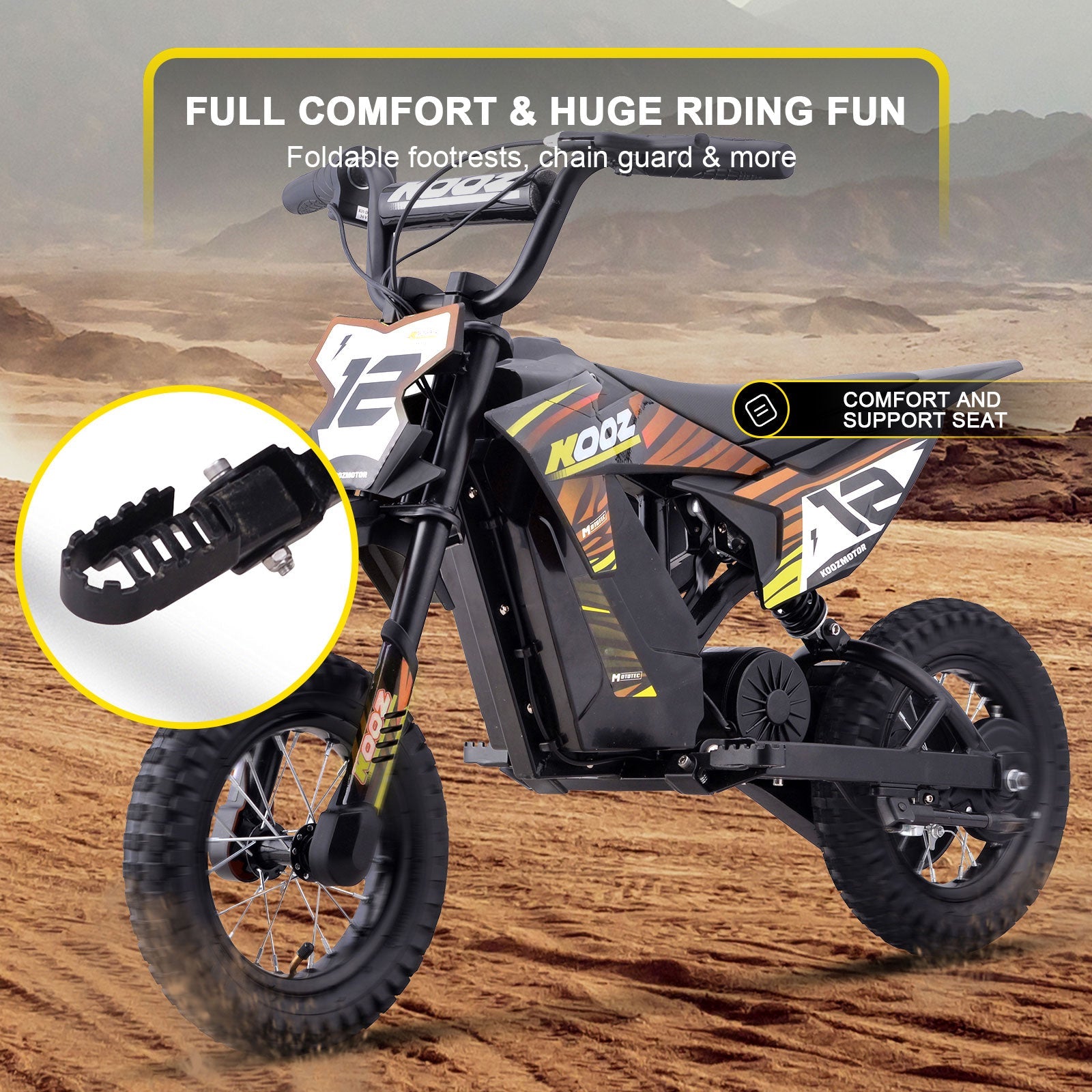 MotoTec | 36v 300w Electric Dirt Bike Orange | HP122E
