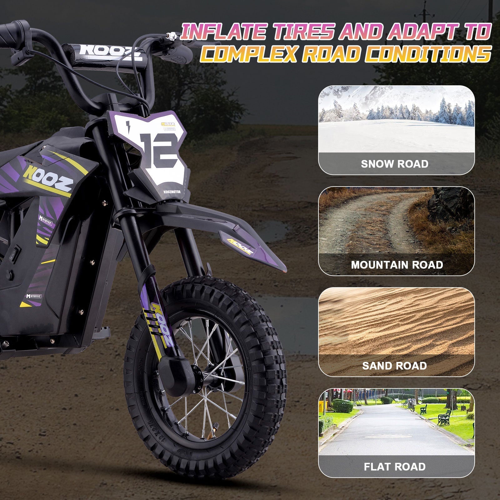 MotoTec | 36v 300w Electric Dirt Bike Purple | HP122E