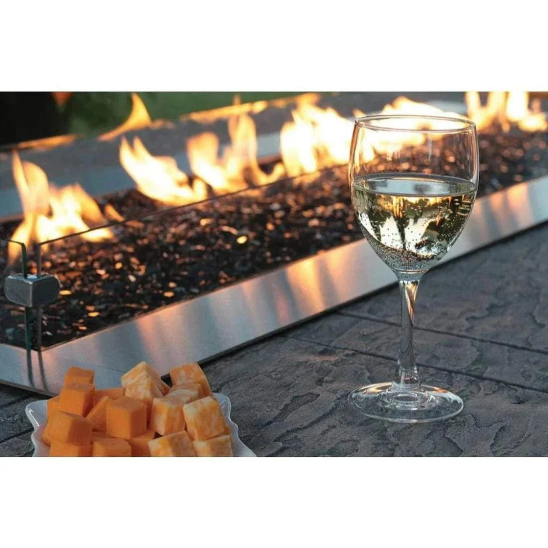 American Hearth | Carol Rose Outdoor Fire Pit Wind Deflector Glass Accessory 48 in | WG484LT