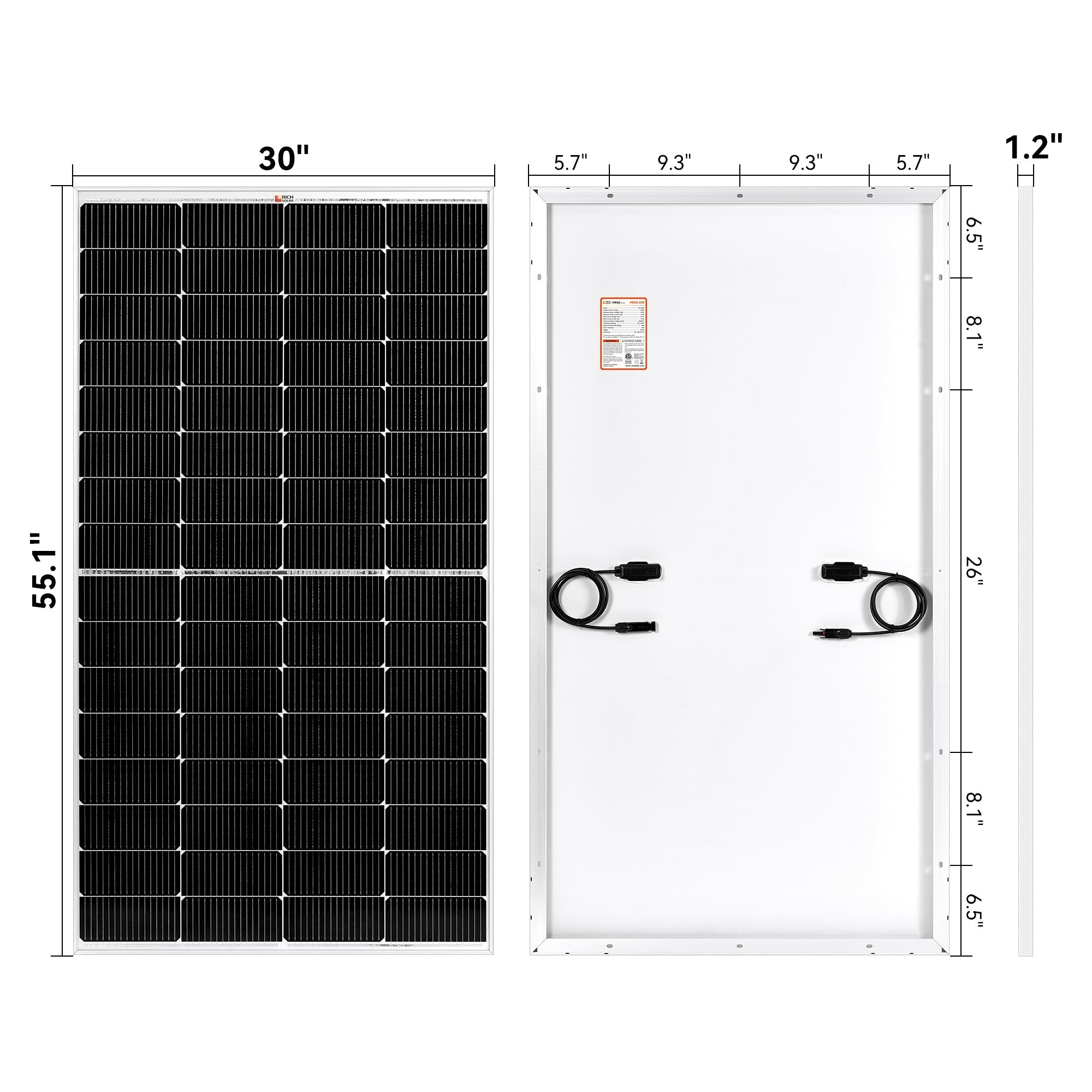 MEGA 220 | 220 Watt Solar Panel | Premium 12V Off-Grid Solar Panel for RVs, Cabins, Boats | 25-Year Output Warranty | UL Certified