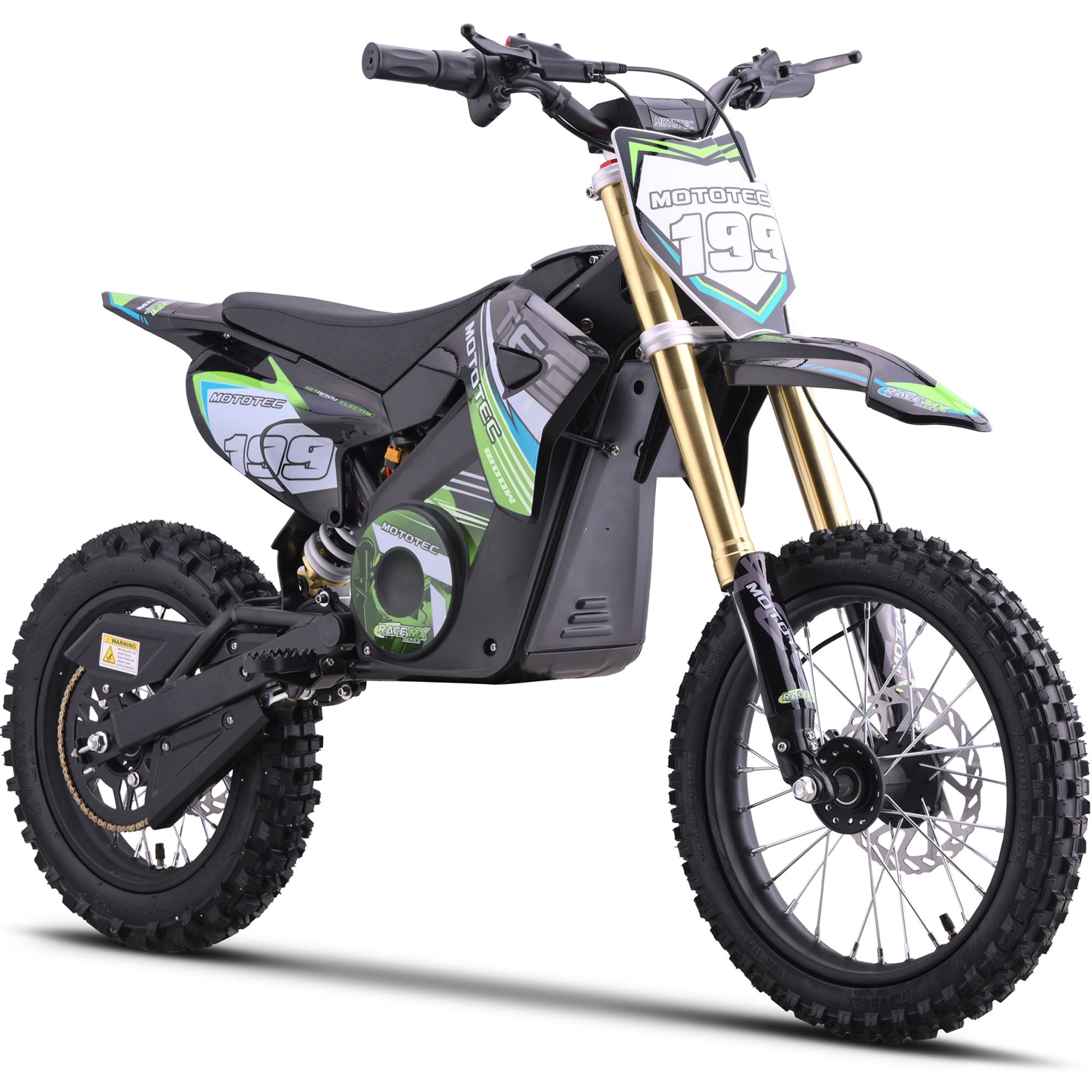 MotoTec 48v Pro Electric Dirt Bike 1800w Lithium Green