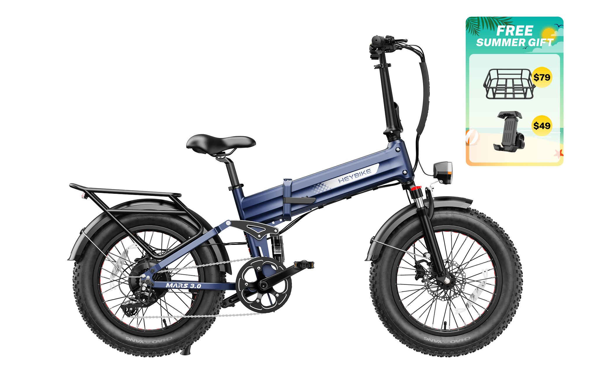 Heybike | Mars 3.0 Folding Fat-Tire Full-Suspension E-Bike