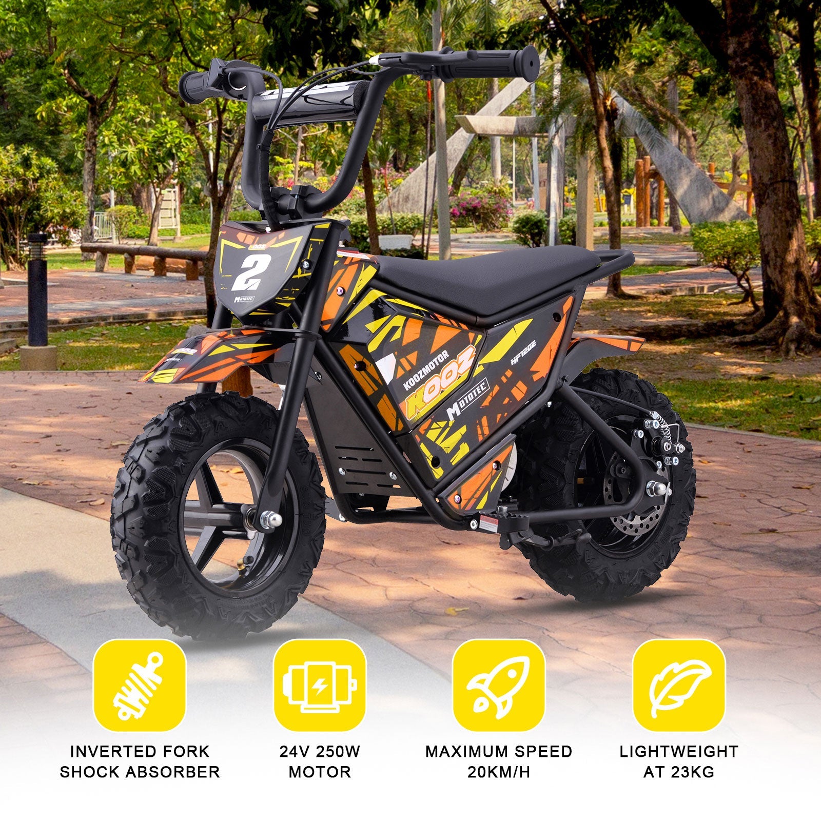 MotoTec | 24v 250w Electric Powered Mini Bike Orange | HP120E