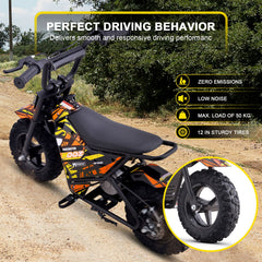 MotoTec | 24v 250w Electric Powered Mini Bike Orange | HP120E