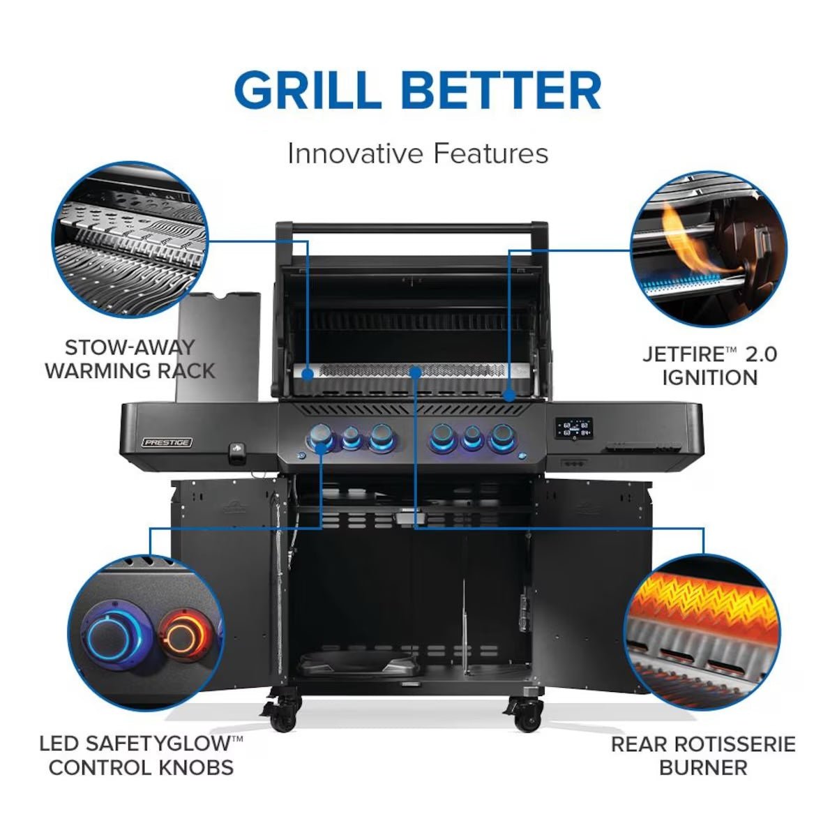 Napoleon | Phantom Prestige 500 Connected, Natural Gas Grill with Infrared Side and Rear Burner, Matte Black | P500VXRSIBNK-PHM