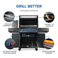 Napoleon | Phantom Prestige 500 Connected, Natural Gas Grill with Infrared Side and Rear Burner, Matte Black | P500VXRSIBNK-PHM