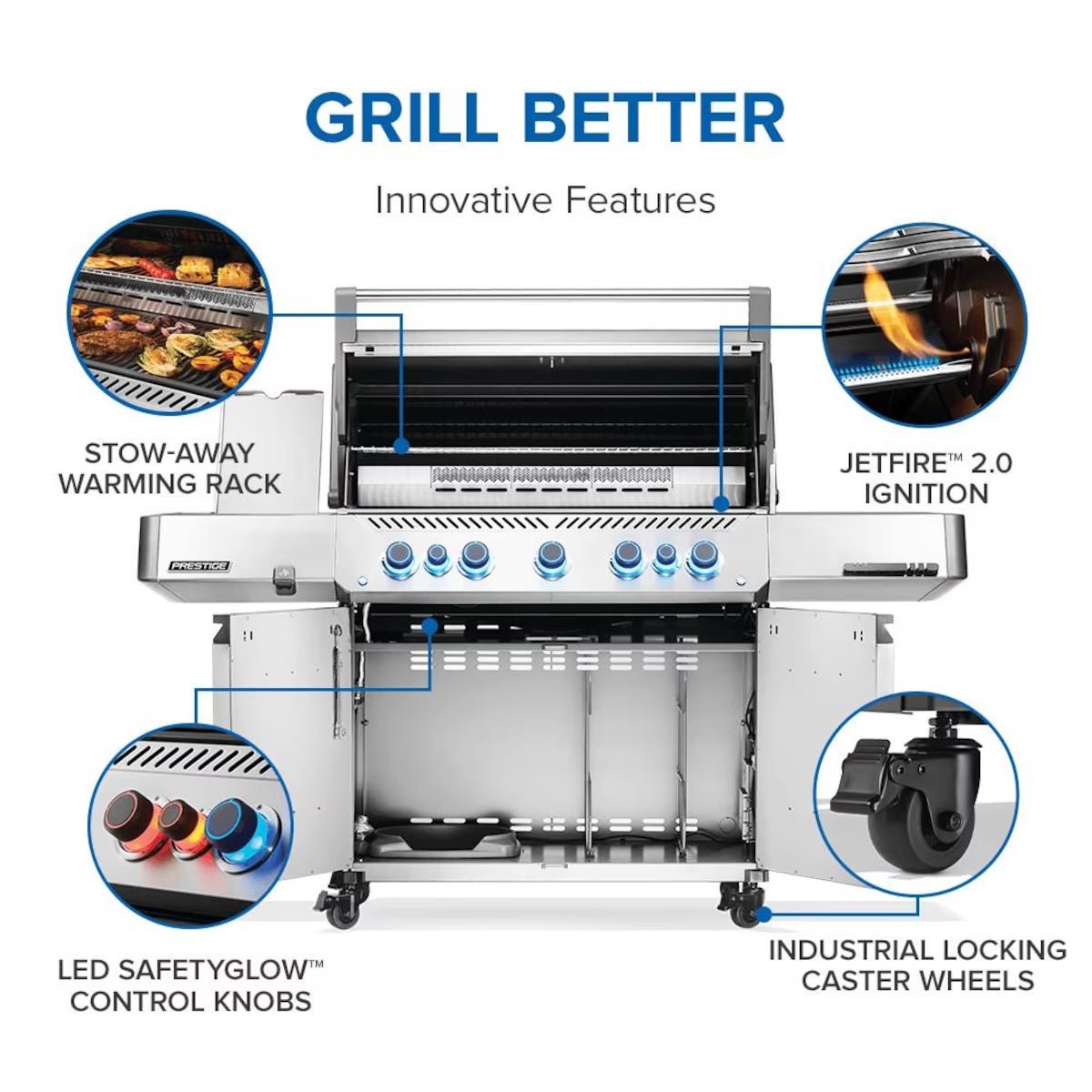 Napoleon | Prestige 665 5-Burner Natural Gas Grill w/ Rotisserie & Side Burner | P665VRSIBNSS