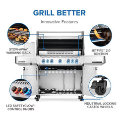 Napoleon | Prestige 665 5-Burner Natural Gas Grill w/ Rotisserie & Side Burner | P665VRSIBNSS