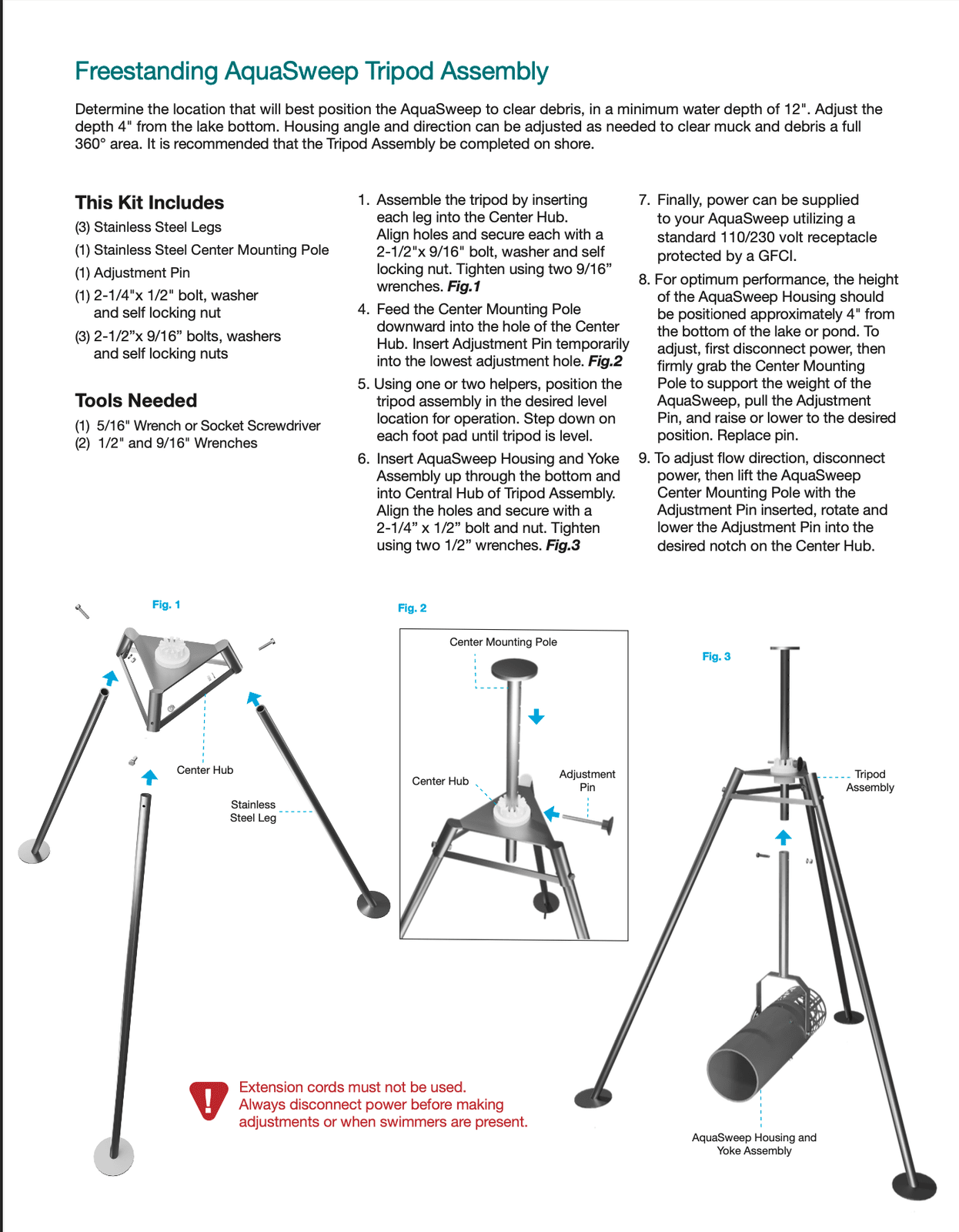 Scott Aerator |  Adapter for Freestanding Aquasweep/De-icer Tripod Stand