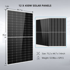 SunGold Power | Complete Off Grid Solar Kit 8000W 48V 120V/240V Output 10.24kWh Lithium Battery 5400 Watt Solar Panel | SGK-8MAX
