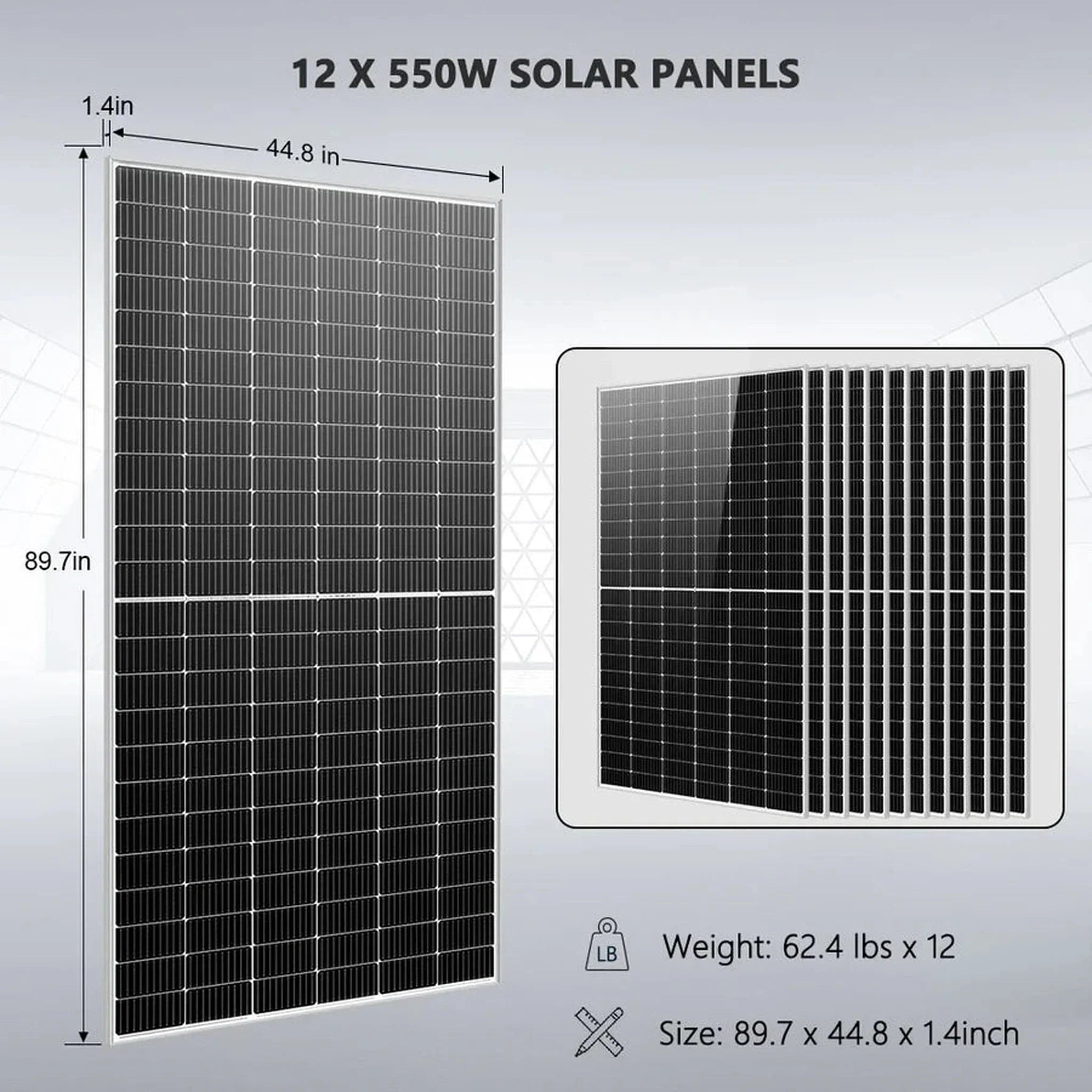 SunGold Power | Off Grid Solar Kit 12 X 550 Watts Solar Panels 10KW Inverter | SGR-10K20T