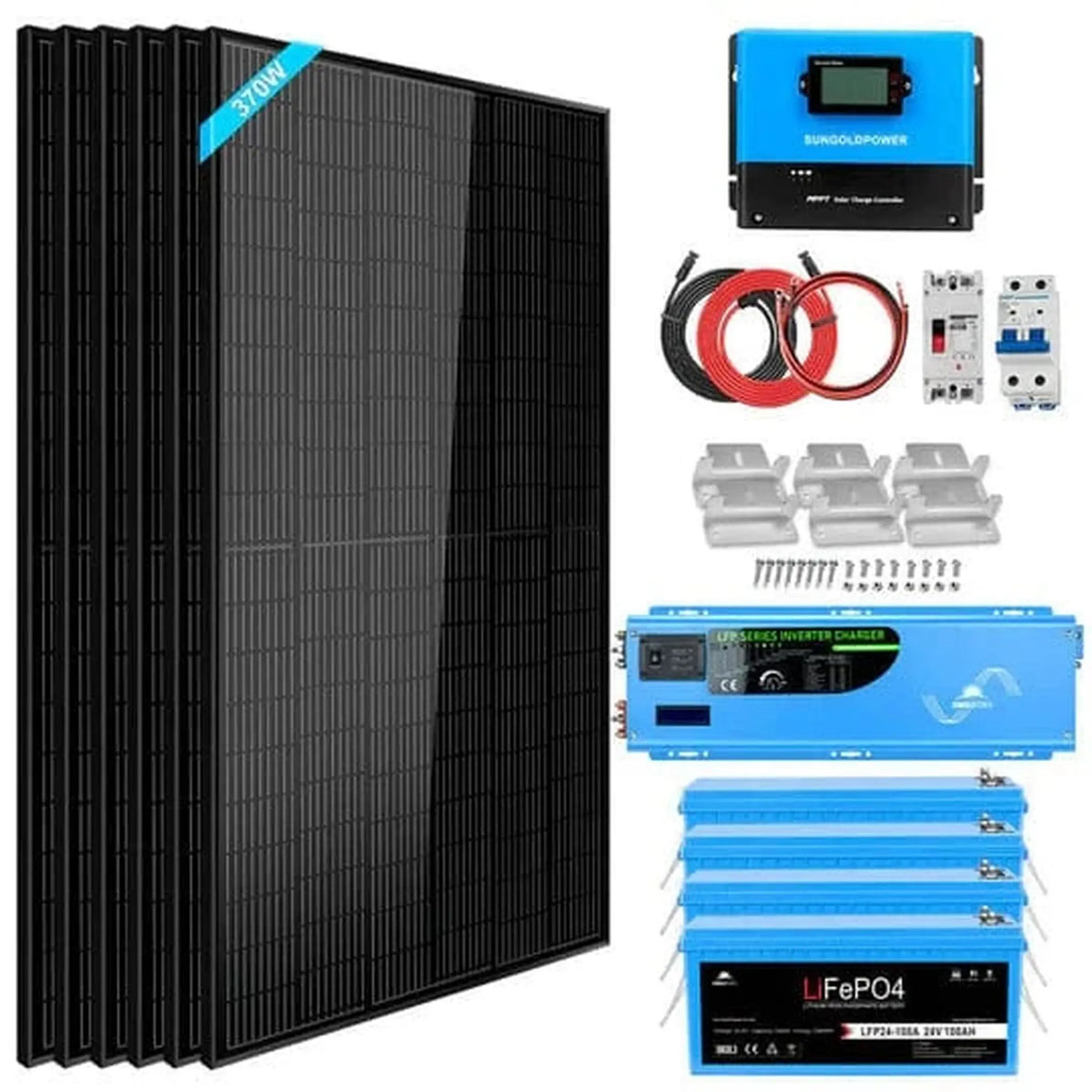 SunGold Power | Off Grid Solar Kit 6000W 24/48VDC 120V/240V | SGKPRO64/SGKPRO62