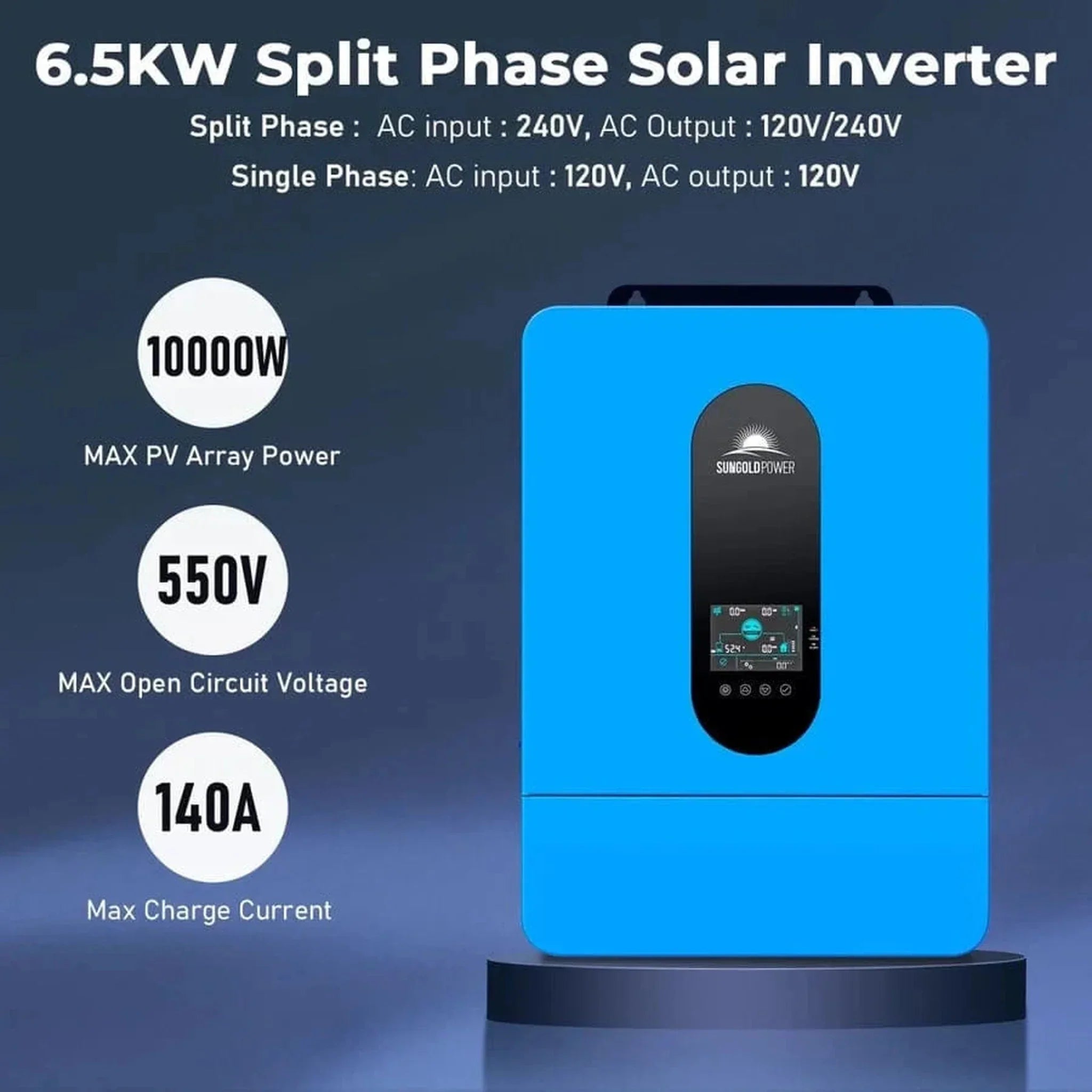 SunGold Power | Offgrid Solar Kit 6500W 48VDC 120/240VAC | SGR-6510E