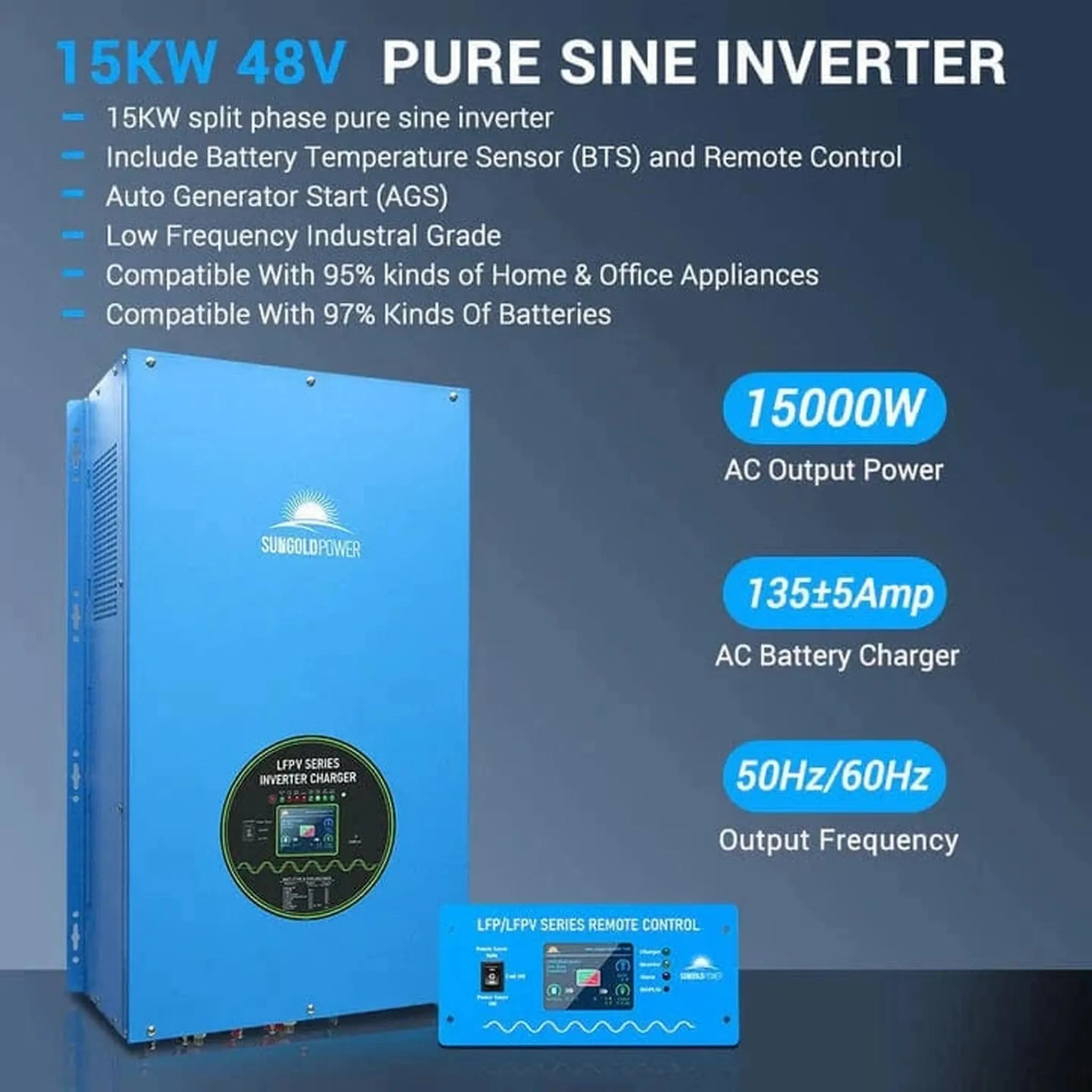 SunGold Power | (18kw Inv+20*415w PV+6*100ah Bat) | SGR-18K20E