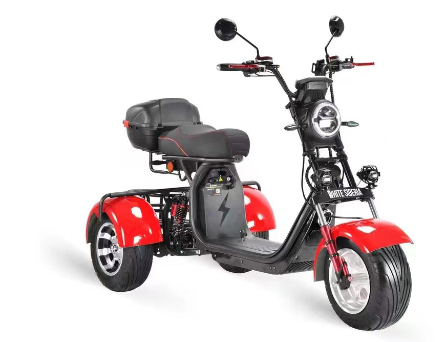 SoverSky | T7.1/T7.2 Electric Trike | 2000W 60V Dual Battery - Red 20Ah