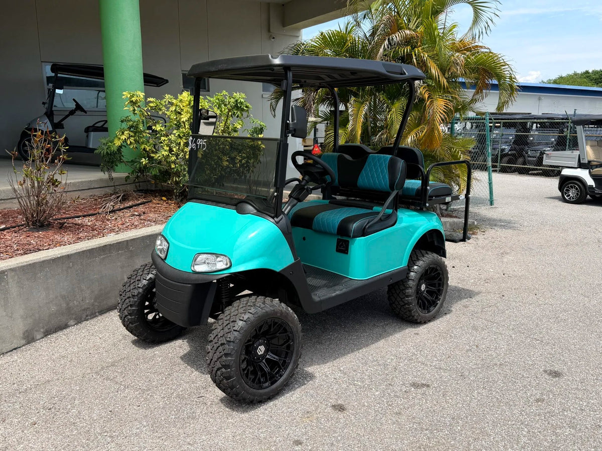 2020 E-Z-GO RXV Elite Lithium Lifted Golf Cart for Sale (Turquoise)