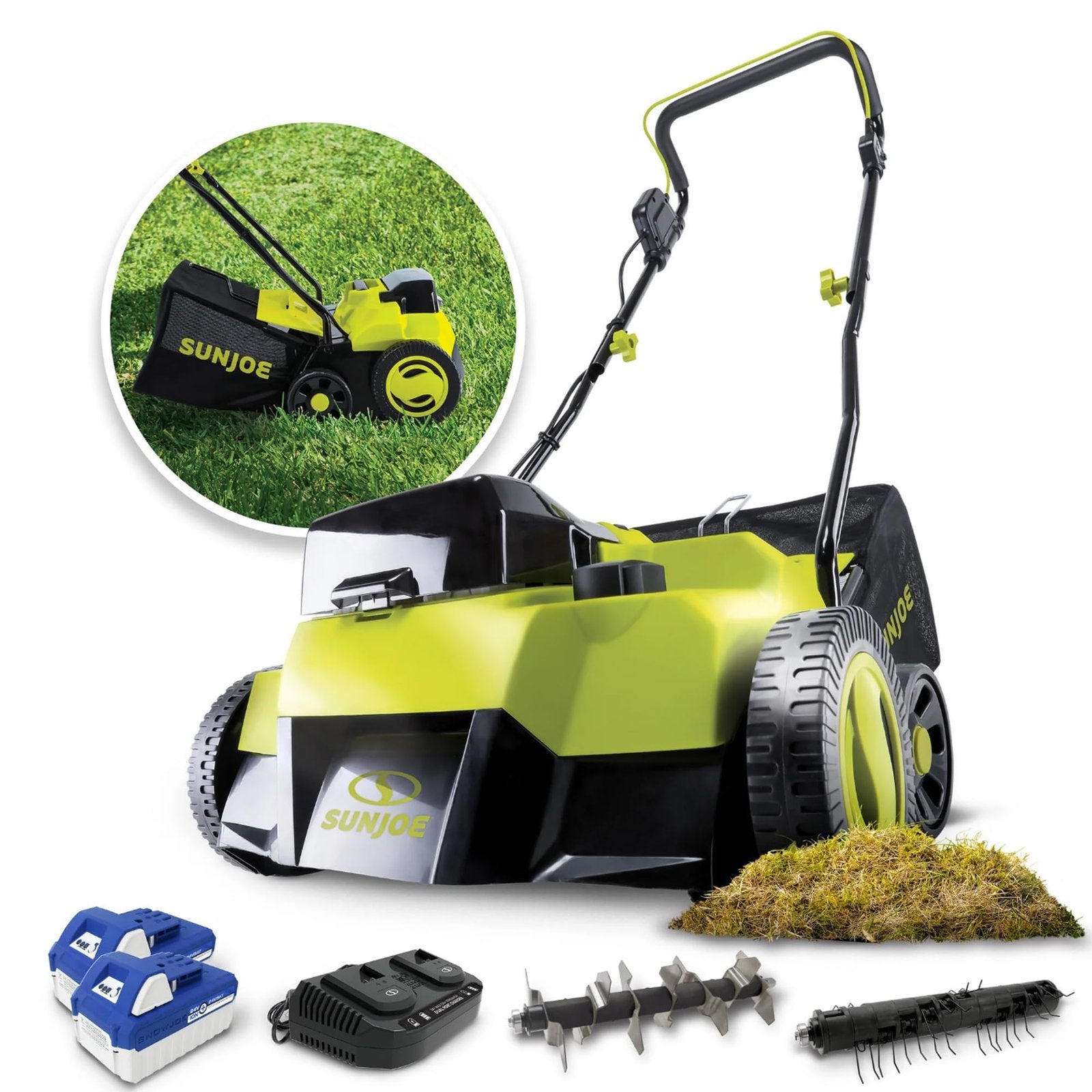 Sun Joe AJ805E 13A Electric Dethatcher & Scarifier, 15 in.