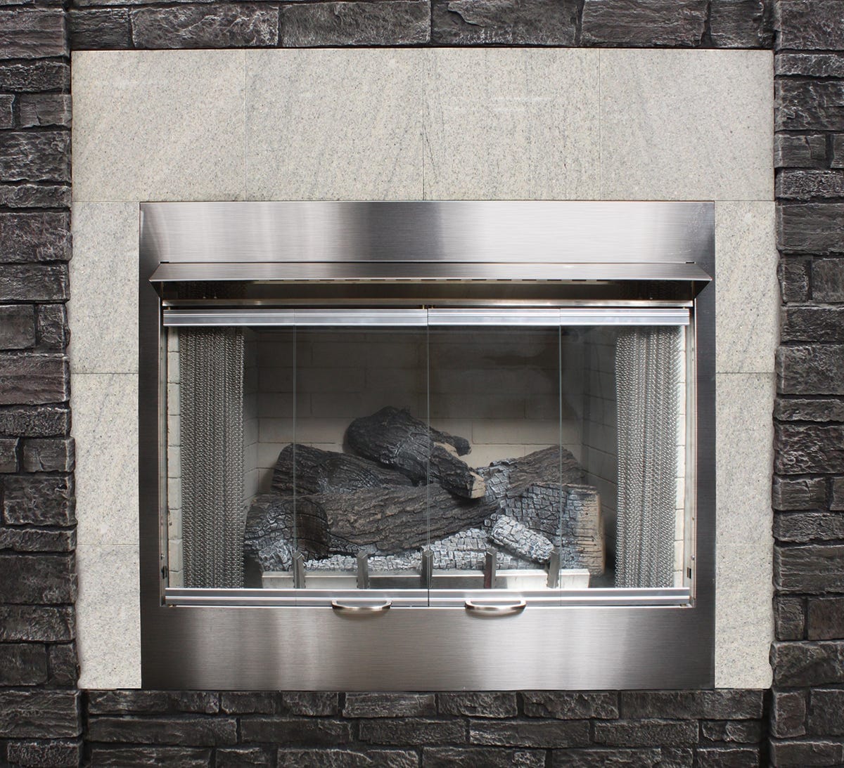 American Hearth | Carol Rose Outdoor Firebox Glass Doors 42 in | BDO42SS