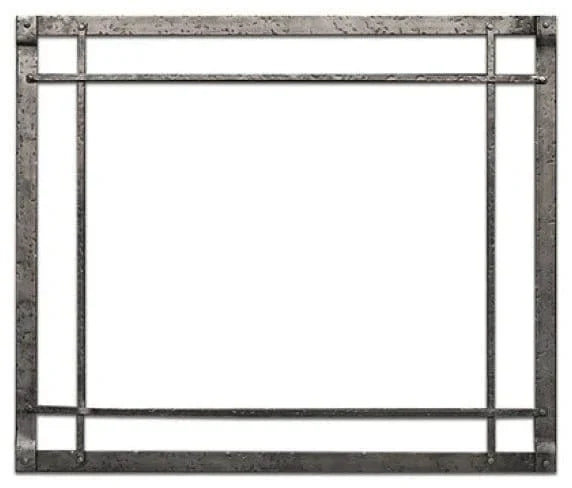 American Hearth | Rushmore Rectangle Inset 35 in Distressed Pewter Forged Iron | DFF35CPD