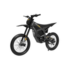 Front angle shot of the Freego Nova 5 Pro black model, showcasing the front fork suspension and aggressive mountain e-bike aesthetics