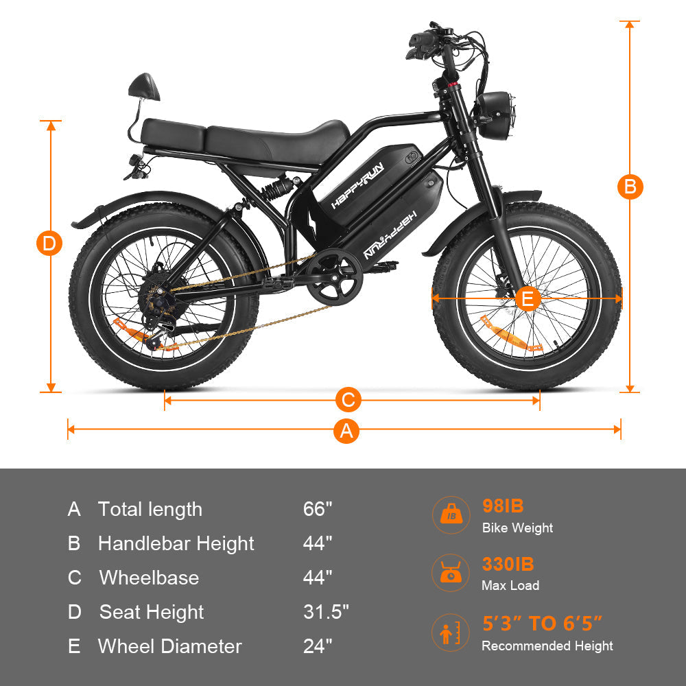 HappyRun | G70 Dual-Battery Electric Cargo Bike – 750W (2000W Peak), 48V 26Ah, 85-Mile Range, UL 2849 Certified
